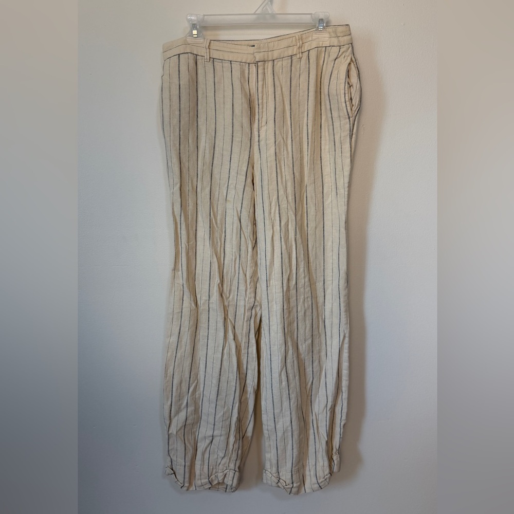 Vintage Ralph Lauren linen cotton stripe straight trouser pants size 10 (M) - Picture 4 of 7